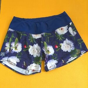 Oiselle Roga Shorts - Floral Blue Women's Shorts